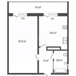 1-к квартира, вторичка, 37м2, 4/16 этаж