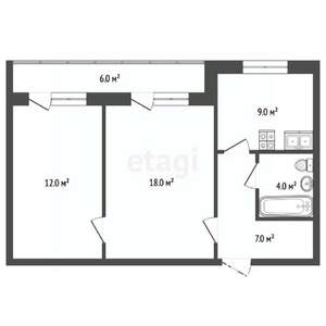 2-к квартира, вторичка, 48м2, 8/9 этаж