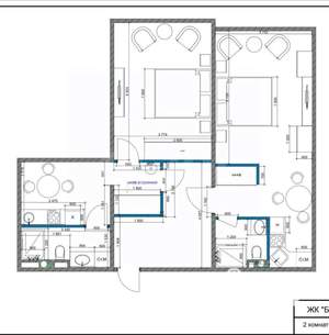 2-к квартира, вторичка, 82м2, 1/22 этаж