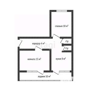 2-к квартира, вторичка, 48м2, 1/2 этаж
