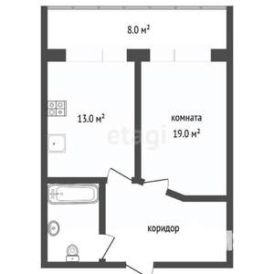 1-к квартира, вторичка, 51м2, 3/15 этаж