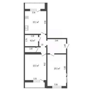 2-к квартира, вторичка, 65м2, 9/16 этаж