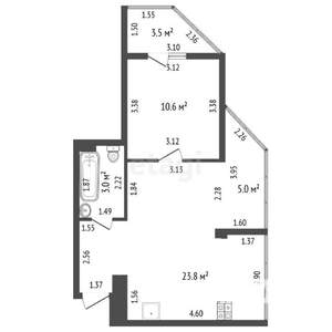 1-к квартира, вторичка, 44м2, 2/7 этаж