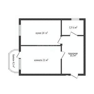 1-к квартира, вторичка, 51м2, 1/4 этаж