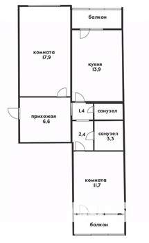 2-к квартира, вторичка, 61м2, 8/16 этаж