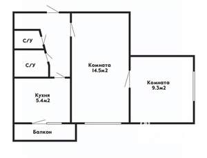 2-к квартира, вторичка, 37м2, 4/5 этаж