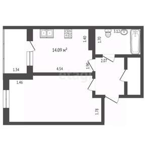 1-к квартира, вторичка, 47м2, 3/8 этаж