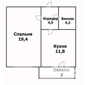 1-к квартира, вторичка, 40м2, 3/6 этаж