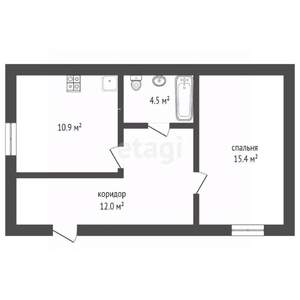 1-к квартира, вторичка, 43м2, 1/5 этаж
