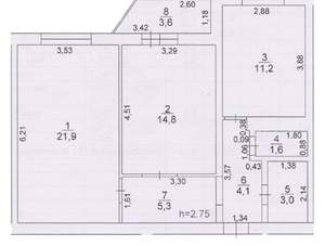 2-к квартира, вторичка, 62м2, 5/9 этаж