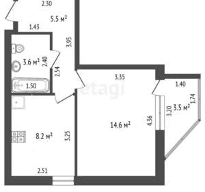 1-к квартира, вторичка, 35м2, 5/7 этаж