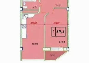 1-к квартира, вторичка, 50м2, 7/8 этаж