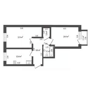 2-к квартира, вторичка, 56м2, 2/4 этаж