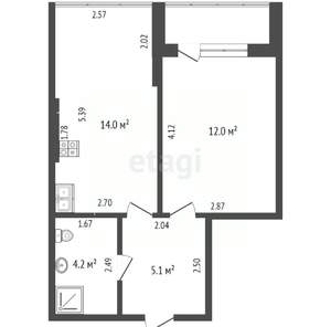 1-к квартира, вторичка, 36м2, 1/6 этаж