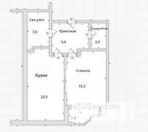 1-к квартира, вторичка, 57м2, 1/6 этаж