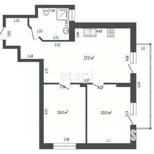 3-к квартира, вторичка, 57м2, 1/5 этаж