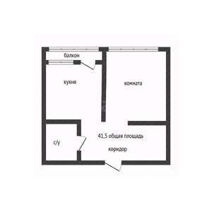 1-к квартира, вторичка, 42м2, 1/7 этаж