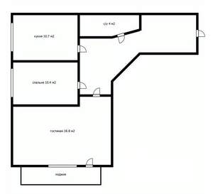 2-к квартира, вторичка, 55м2, 3/4 этаж