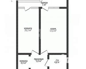 1-к квартира, вторичка, 49м2, 5/5 этаж