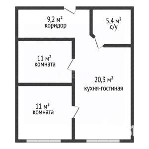 2-к квартира, вторичка, 57м2, 2/11 этаж