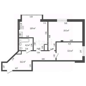 2-к квартира, вторичка, 71м2, 3/5 этаж