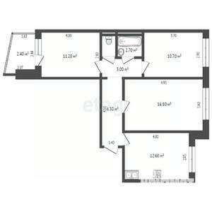 3-к квартира, вторичка, 65м2, 3/9 этаж