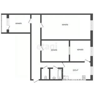 3-к квартира, вторичка, 76м2, 1/3 этаж