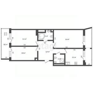 3-к квартира, вторичка, 78м2, 6/13 этаж