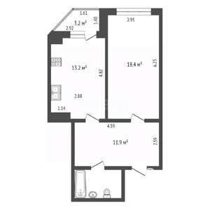 2-к квартира, вторичка, 44м2, 2/11 этаж