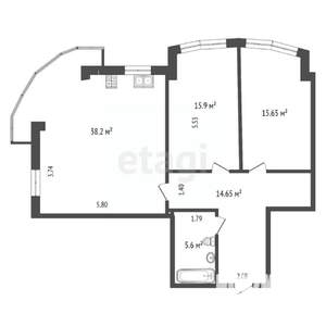 2-к квартира, вторичка, 91м2, 2/7 этаж