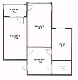2-к квартира, вторичка, 63м2, 2/3 этаж