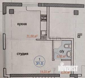 Студия квартира, вторичка, 31м2, 1/4 этаж