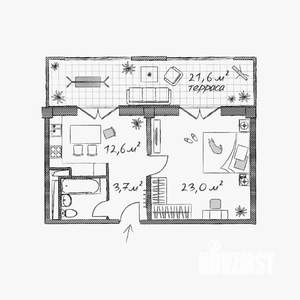 Студия квартира, вторичка, 67м2, 2/6 этаж