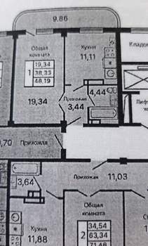 1-к квартира, вторичка, 38м2, 7/9 этаж