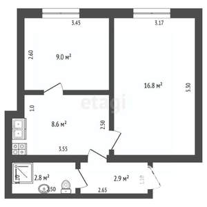 2-к квартира, вторичка, 40м2, 4/9 этаж