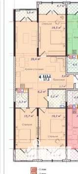 4-к квартира, вторичка, 113м2, 1/6 этаж