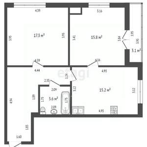 2-к квартира, вторичка, 64м2, 4/12 этаж