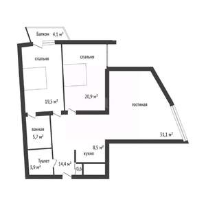 3-к квартира, вторичка, 108м2, 5/15 этаж