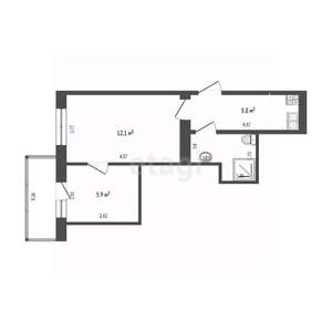 2-к квартира, вторичка, 27м2, 3/5 этаж