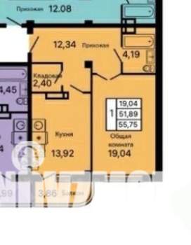 1-к квартира, вторичка, 55м2, 1/9 этаж