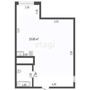 1-к квартира, вторичка, 46м2, 8/8 этаж