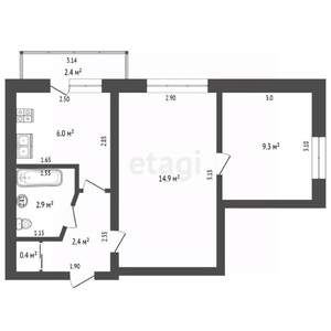 2-к квартира, вторичка, 36м2, 3/5 этаж