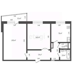 2-к квартира, вторичка, 53м2, 5/9 этаж