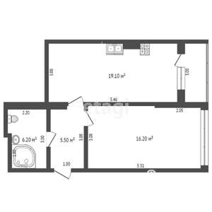 1-к квартира, вторичка, 47м2, 2/4 этаж