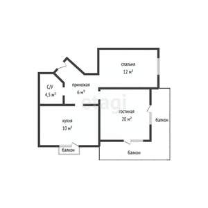 2-к квартира, вторичка, 62м2, 5/7 этаж