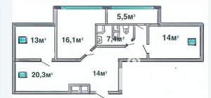 3-к квартира, вторичка, 91м2, 8/8 этаж