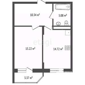 1-к квартира, вторичка, 48м2, 3/7 этаж