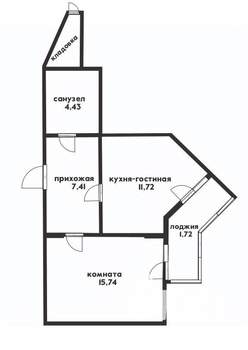 1-к квартира, вторичка, 41м2, 3/7 этаж