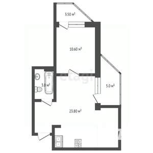 1-к квартира, вторичка, 46м2, 3/7 этаж