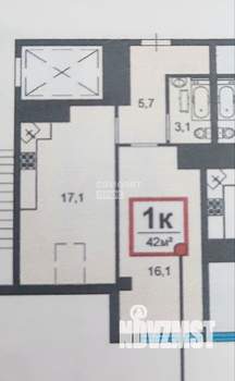 1-к квартира, вторичка, 42м2, 8/8 этаж